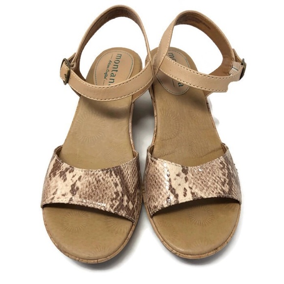 montana | Shoes | Montana Leather Snake Print Wedge Sandals 75 | Poshmark
